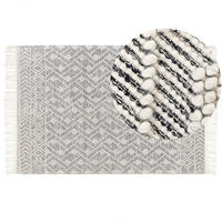 KURZFLOR-TEPPICH Kavak 230/160 cm - Creme/Schwarz, Textil (160/230cm) - Beliani