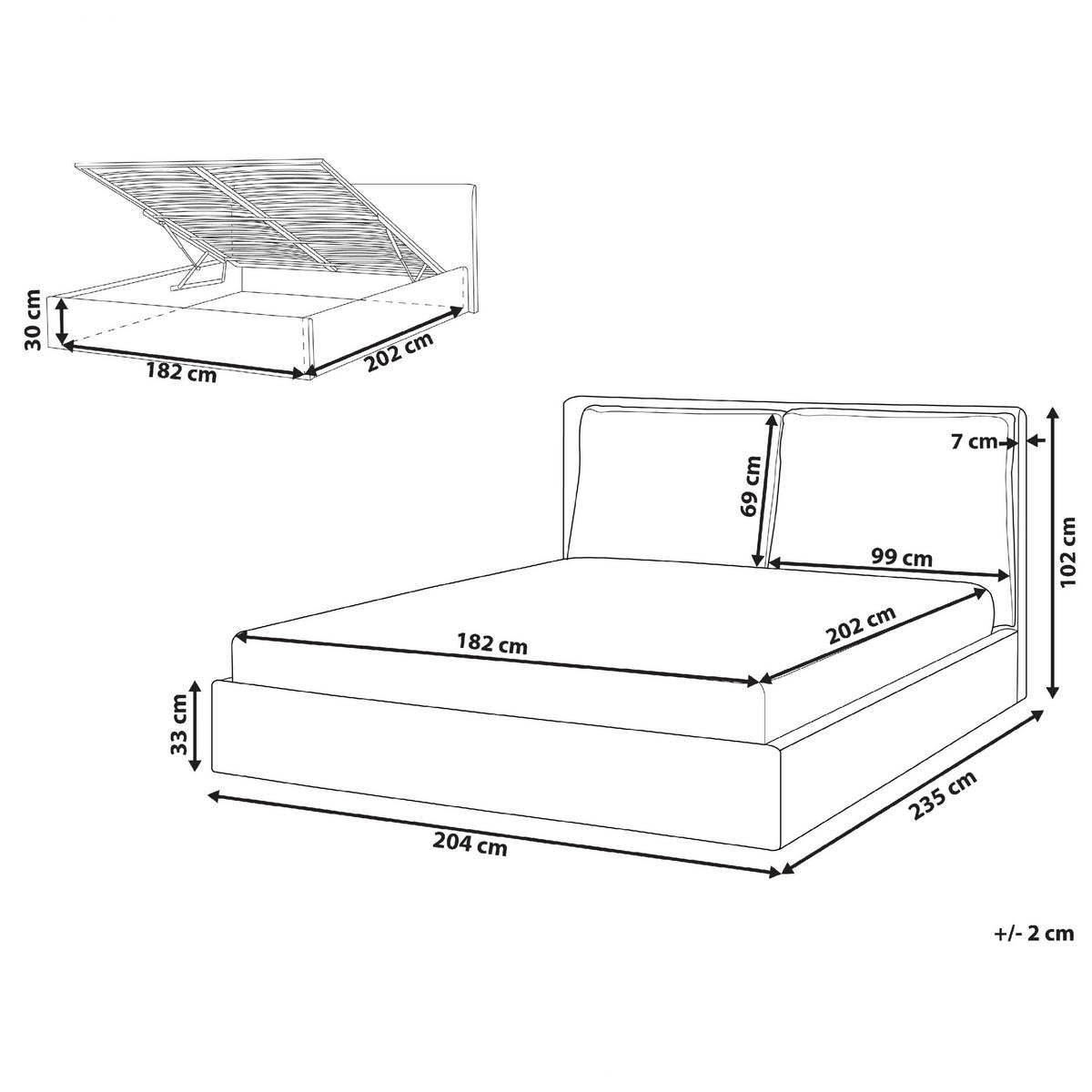 BETT 180/200cm Cremeweiß Bajonna - Creme, Textil (180/200cm) - Beliani