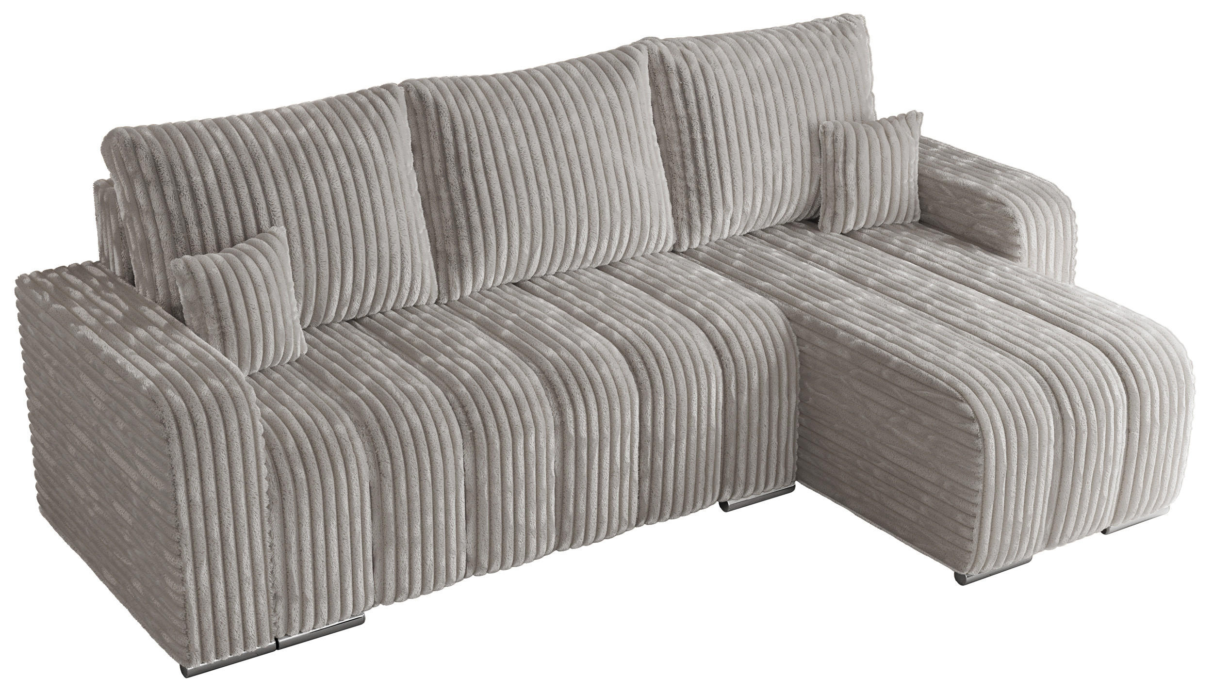 ECKSOFA KIRASSO L Hellgrau Cord - Hellgrau/Grau, Textil (245/147cm) - MKS