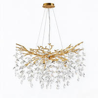 KRONLEUCHTER 76 cm K9‑Kristall Baumzweig Gold für Wohnzimmer und Schlafzimmer - Gelb, Naturmaterialien (74/39/29.5cm) - Surtime
