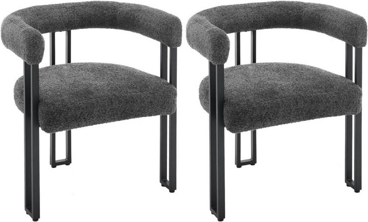 ESSZIMMERSTUHL 2er Set, aus Chenille, Dunkelgrau - Dunkelgrau/Schwarz, Kunststoff/Textil (61.5/72/51.5cm) - Woltu