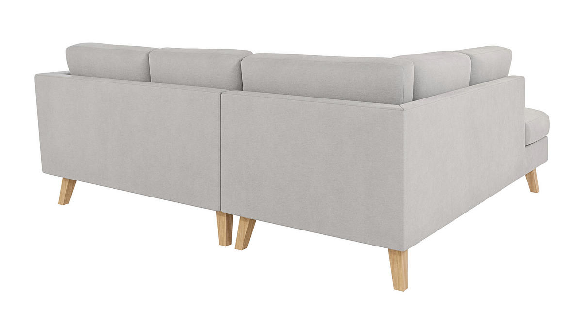 ECKSOFA Mario Silber Microfaser - Silberfarben/Naturfarben, Buchenholz/Textil (221/186cm) - S-Style Möbel