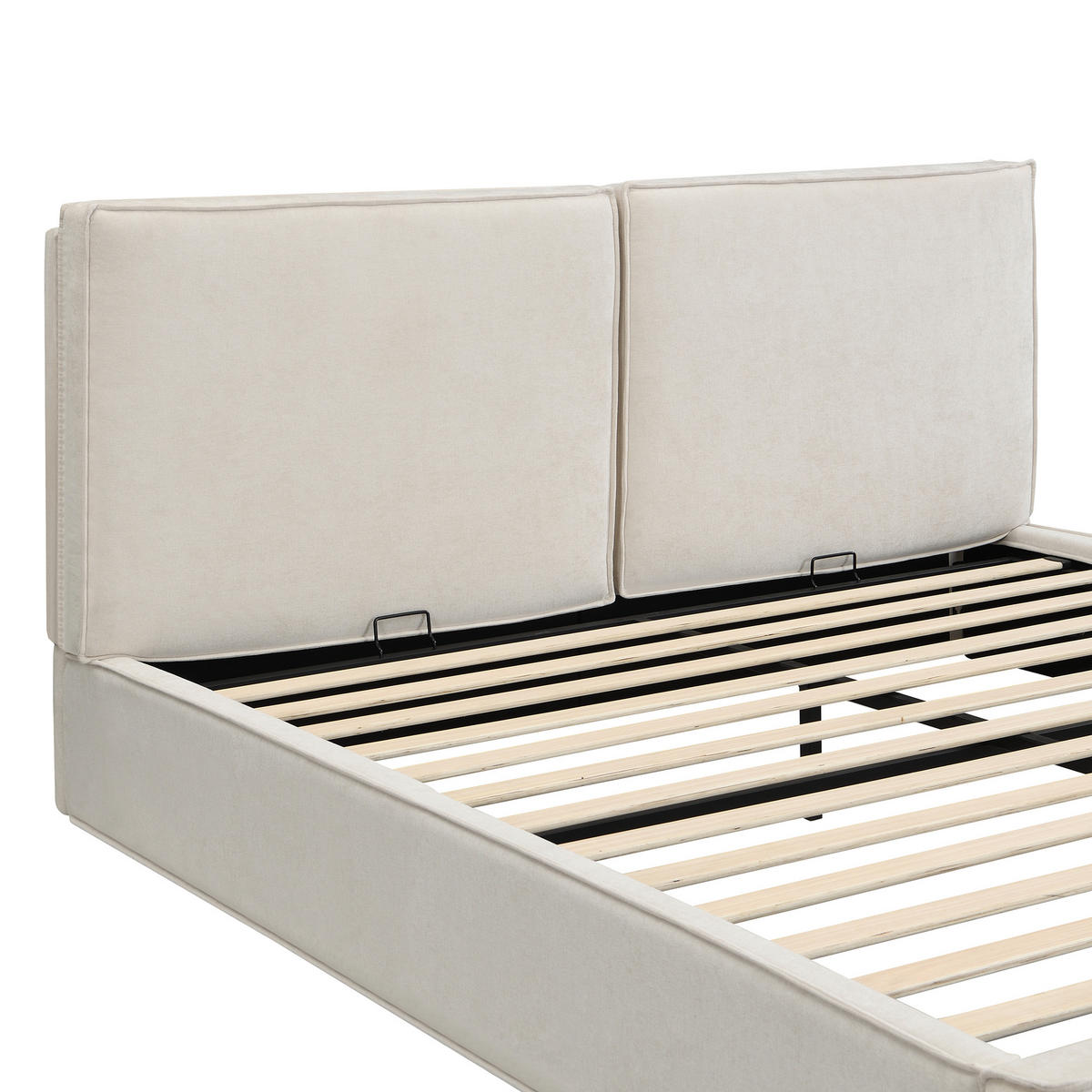 POLSTERBETT 180/200 cm in Beige mit Bettkasten und Lattenrost Chenille Blockdesign - Beige, Holzwerkstoff/Textil (180/200cm) - STILVORA
