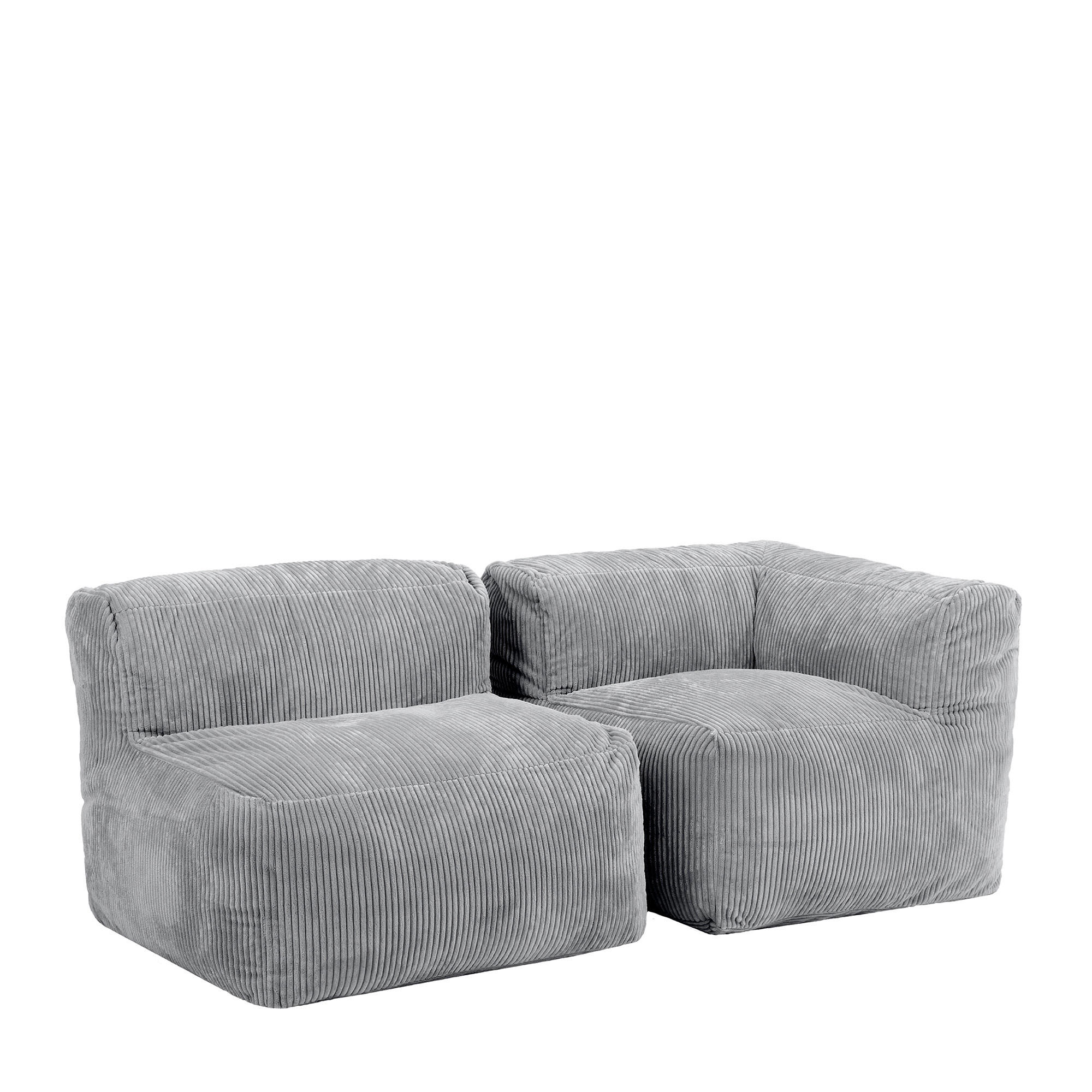 SITZSACK-SOFA 2-tlg.: Ecksessel, Sessel - Grau, Textil (550/68/100cm) - icon