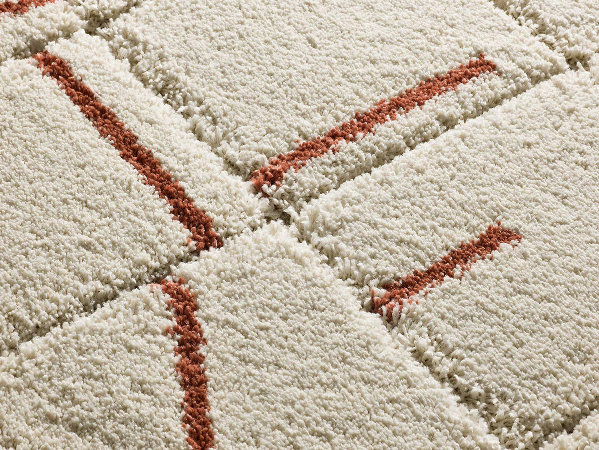 HOCHFLORTEPPICH beige und terrakotta Brenda 133/190 cm - Beige/Terracotta, Naturmaterialien/Textil (133/190cm) - Atticgo