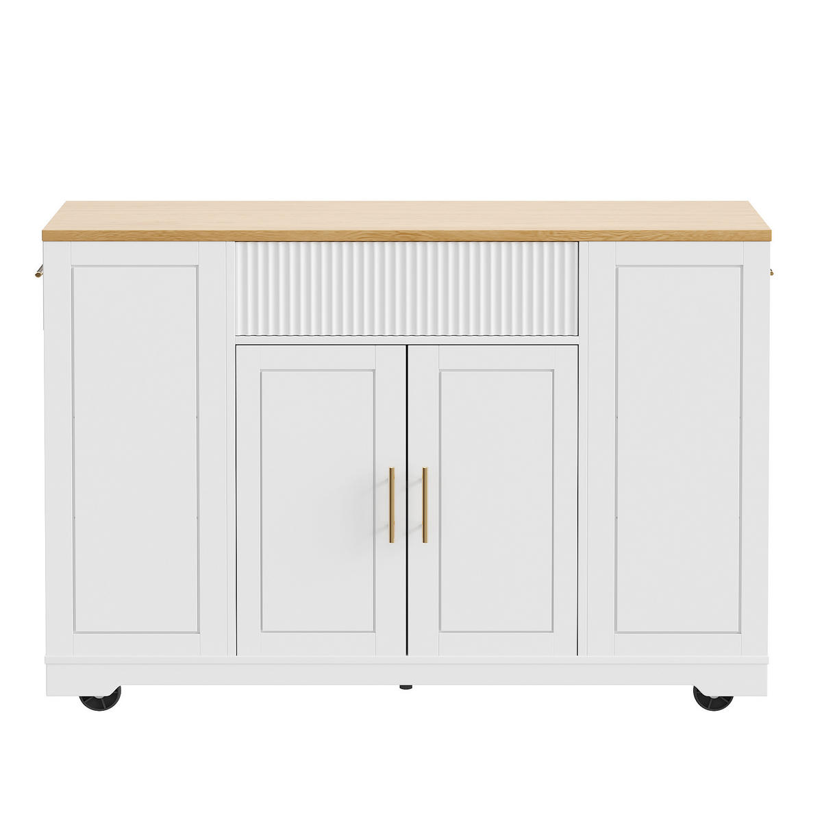 KÜCHENINSEL 120/50/92 cm weiß aus MDF mit Rollen - Weiß, Holzwerkstoff (120/92/50cm) - OKWISH