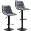 BARHOCKER 2er-Set, Gepolstert Barstuhl mit Lehne, Chenille-Optik Dunkelgrau - Dunkelgrau, Kunststoff (47/117/53cm) - HOMCOM