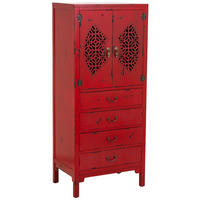 HOLZSCHRANK mit 4 schubladen und 2 türen 60x40x140 cm rot - Rot, Holz (60/140/40cm) - Wanderlust