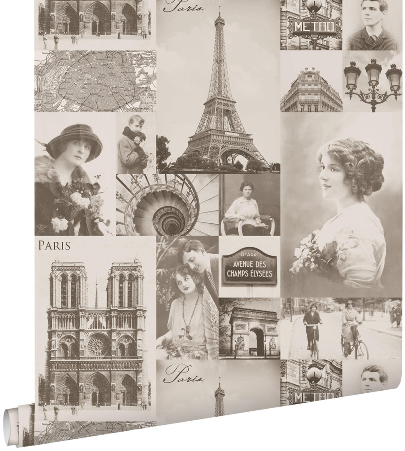 TAPETE Paris Ansicht 53 cm x 10.05 m - Braun, Papier (53/1000cm) - ESTAhome