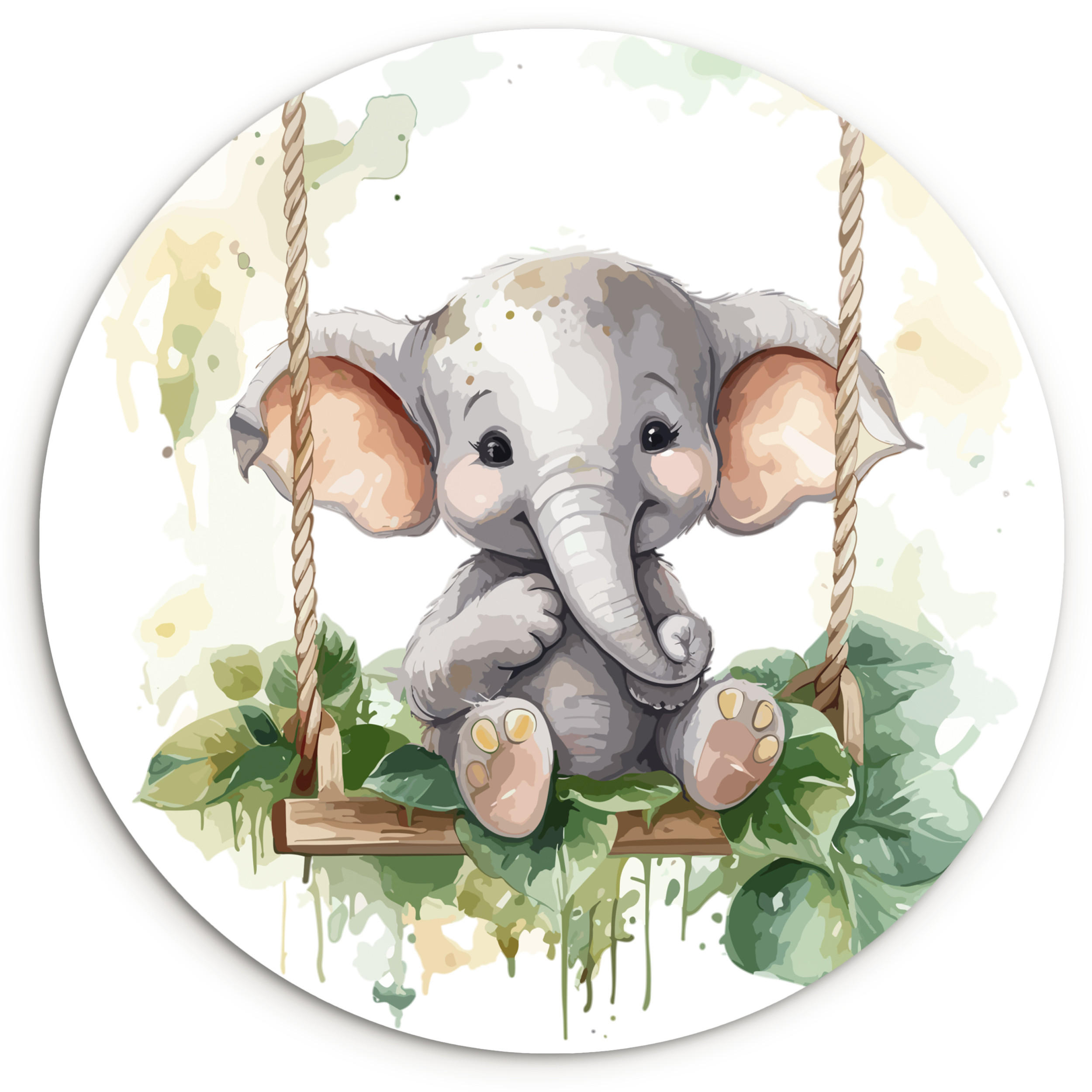 WANDBILD Elefant - Tier - Kinder - Dschungel 60x60 cm - Hellgrau, Kunststoff (60/60cm) - MuchoWow