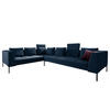 ECKSOFA mit Rundecke XL - Samt - Chromfarben/Dunkelblau, Textil/Metall (319/238cm) - home24