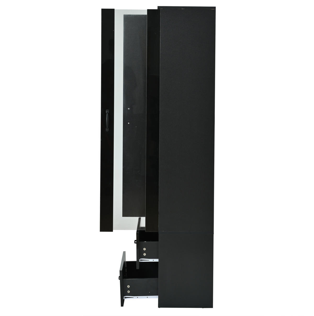 VITRINE 59,5/35/182 cm aus Holzwerkstoff mit LED-Beleuchtung und Acryltür Schwarz - Schwarz, Holzwerkstoff (60/182/35cm) - Modenvie