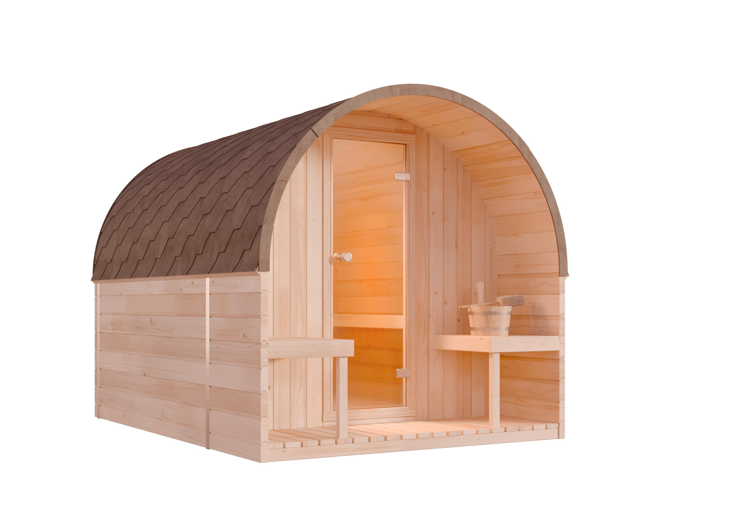 FASSSAUNA Holz ScandiPod Premium - Naturfarben, Holz (210/210/286cm) - FinnTherm