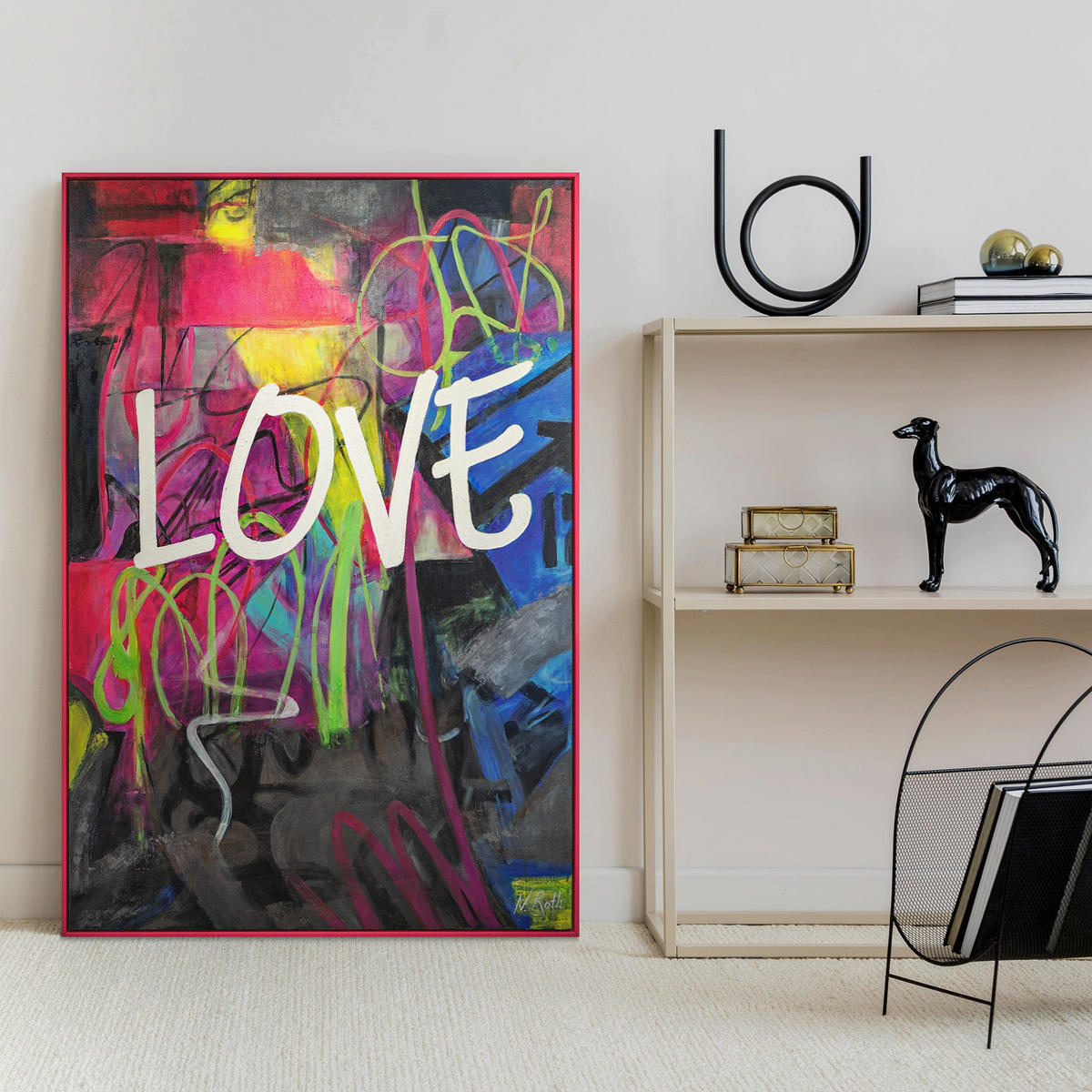 GEMÄLDE Love Schattenfugenrahmen Schwarz 120x80 cm - Schwarz, Holz (120/80cm) - YS-art gallery