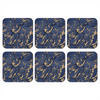 GLASUNTERSETZER 6er-Set Blau - Gold - Muster - Marmor 10x10 cm - Dunkelblau, Naturmaterialien (10/0.2cm) - MuchoWow