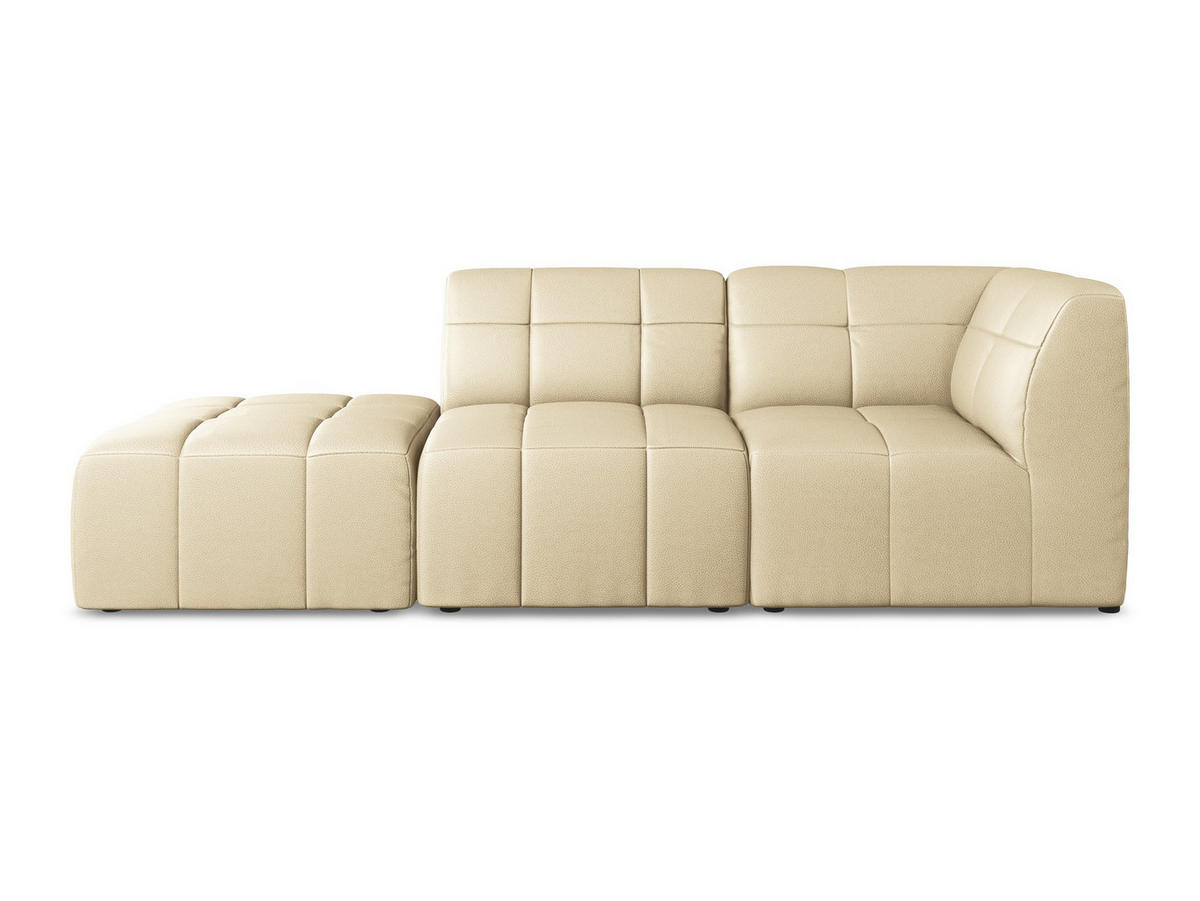 ECKSOFA Links Kunstleder Beige - Beige/Schwarz, Holzwerkstoff/Kunststoff (240/90cm) - Makamii