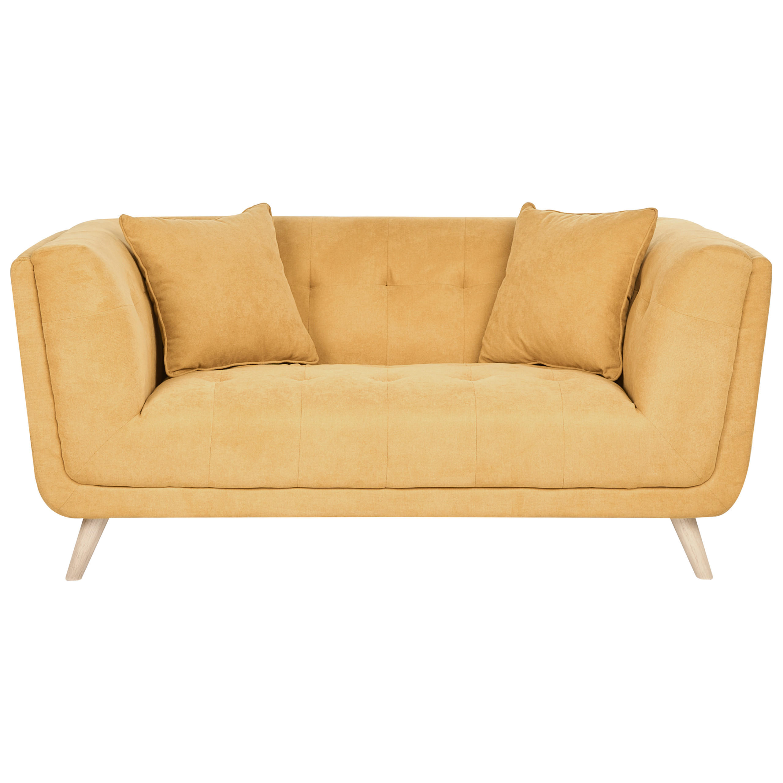 2-SITZER-SOFA Stoff Senfgelb Habo - Hellbraun, Textil (176/78/72cm) - Beliani