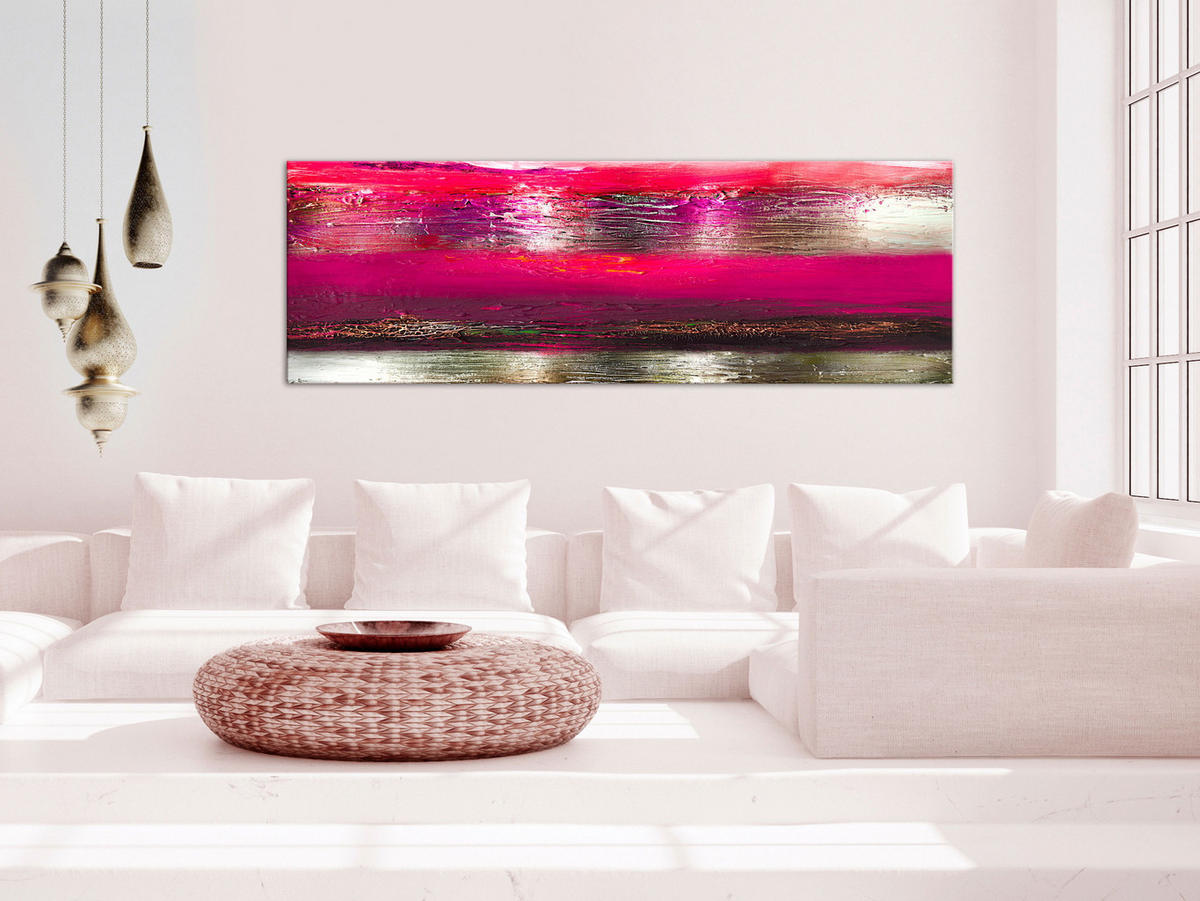 KUNSTDRUCK Rosa 120/40 cm - Pink/Braun, Textil (120/40cm) - KUNSTLOFT
