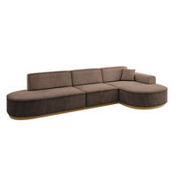 ECKSOFA Ottomane Rechts MARI-L2-v2 - 328x171x83 cm Braun Velours - Braun, Holzwerkstoff/Textil (171/328cm) - ALTDECOR