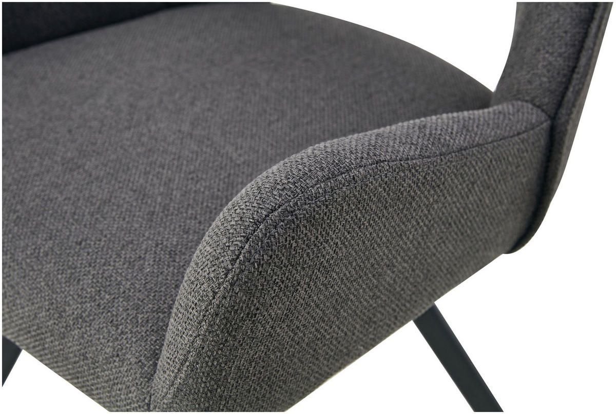 ARMLEHNENSTUHL Helen anthrazit 2er Set - Anthrazit/Schwarz, Textil/Metall (56/91/63cm) - Xonox