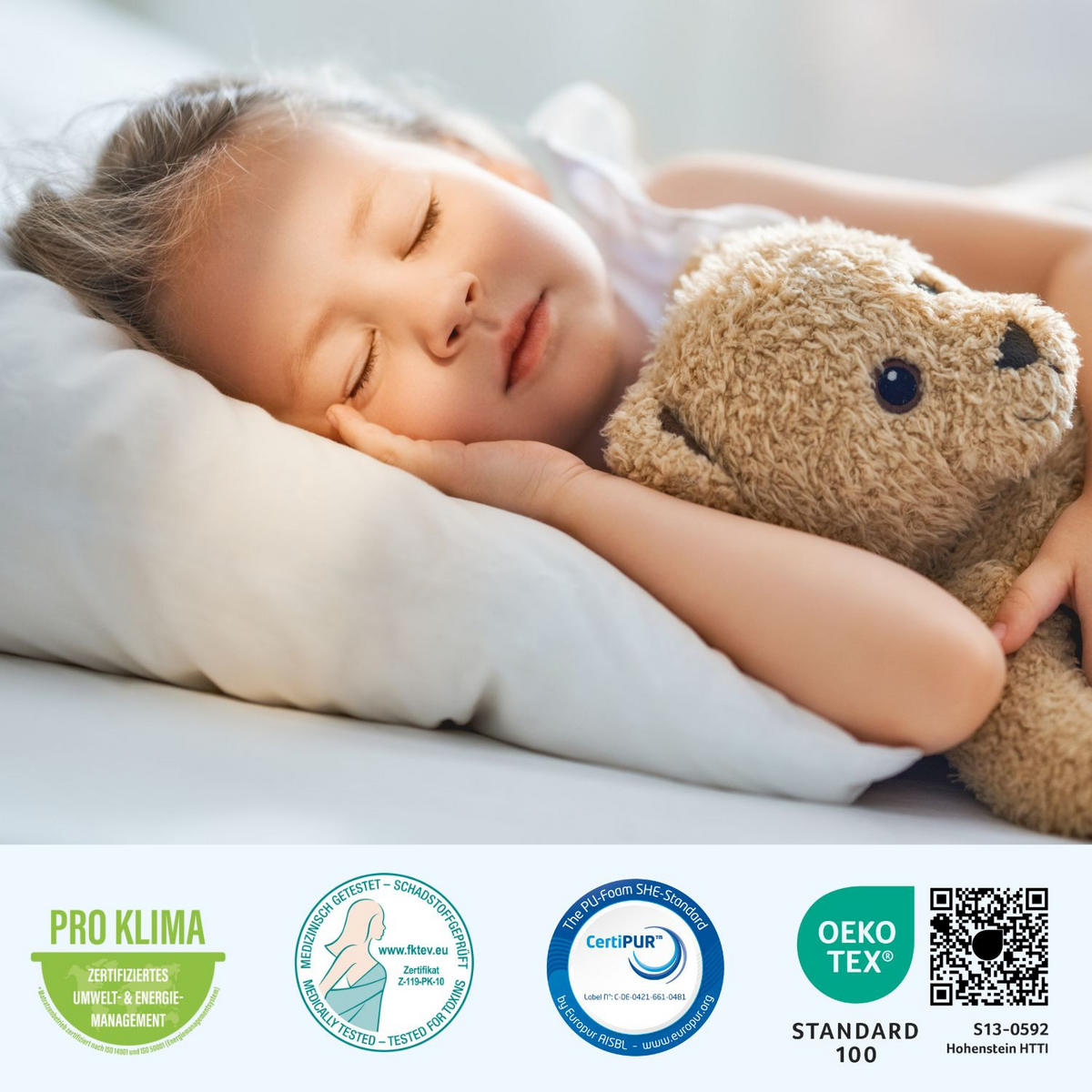 KINDERMATRATZE 90x200 mit Anti-Pilling Bezug + Trittkante, Baby-Matratze 90x200 cm - Weiß, Textil (90/200cm) - Sleepneo