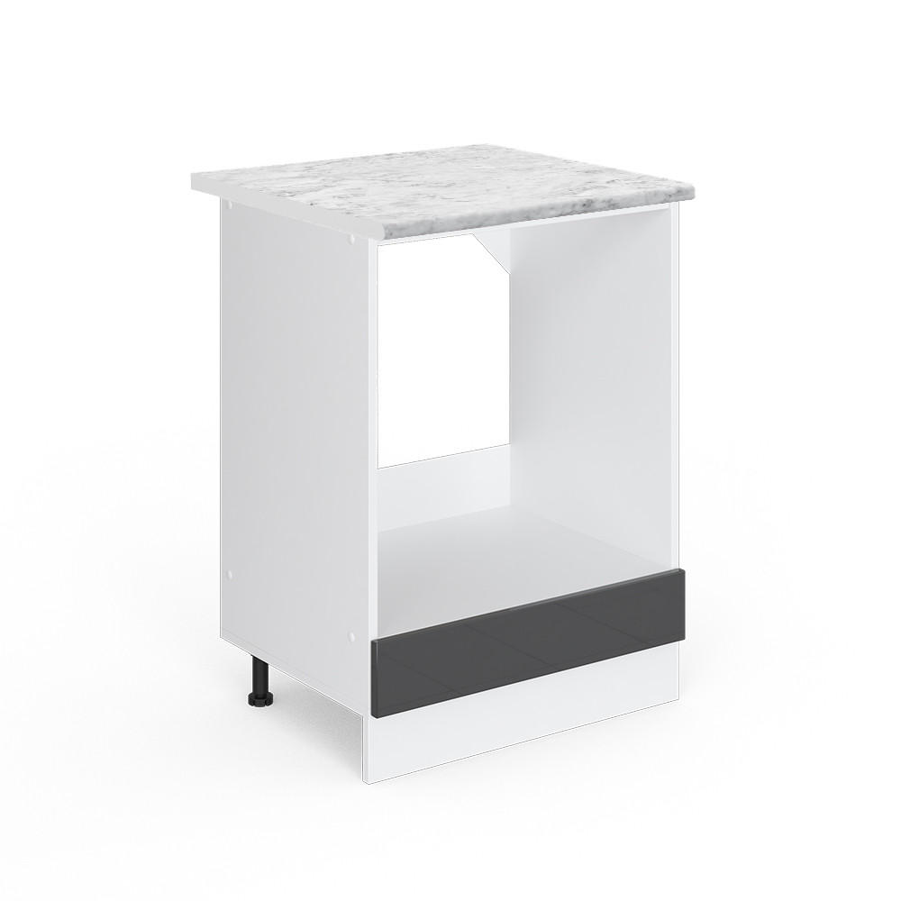 HERDUMBAUSCHRANK R-Line Anthrazit Hochglanz 60 cm, AP Marmor - Schwarz Hochglanz/Anthrazit, Holzwerkstoff (60/81.6/60cm) - Vicco