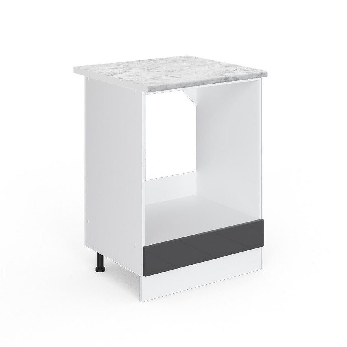 HERDUMBAUSCHRANK R-Line Anthrazit Hochglanz 60 cm, AP Marmor - Schwarz Hochglanz/Anthrazit, Holzwerkstoff (60/81.6/60cm) - Vicco