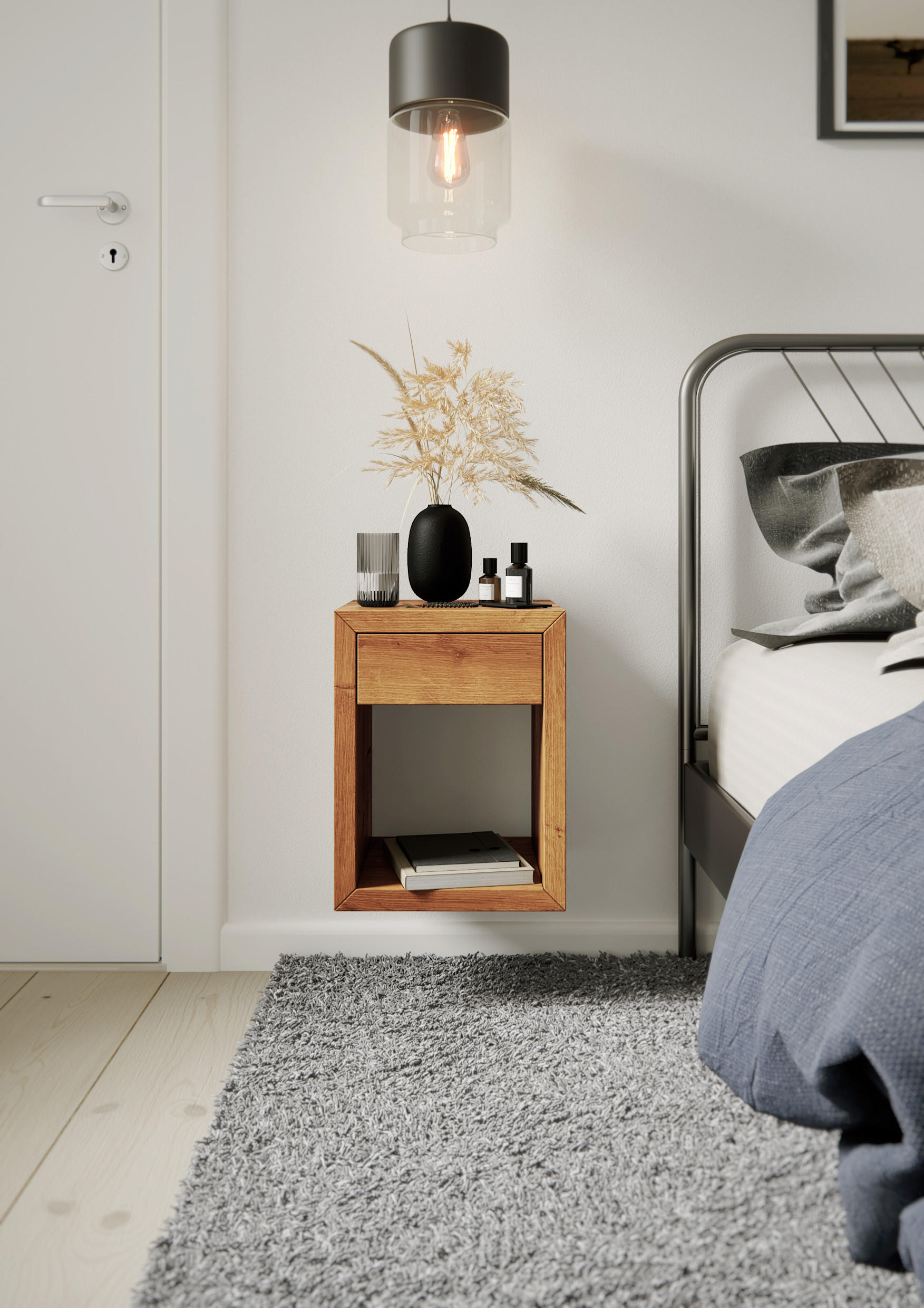 NACHTTISCH Hugo, Eiche, 30/30/39 cm - Eichefarben, Holz (30/39/30cm) - WOODEK