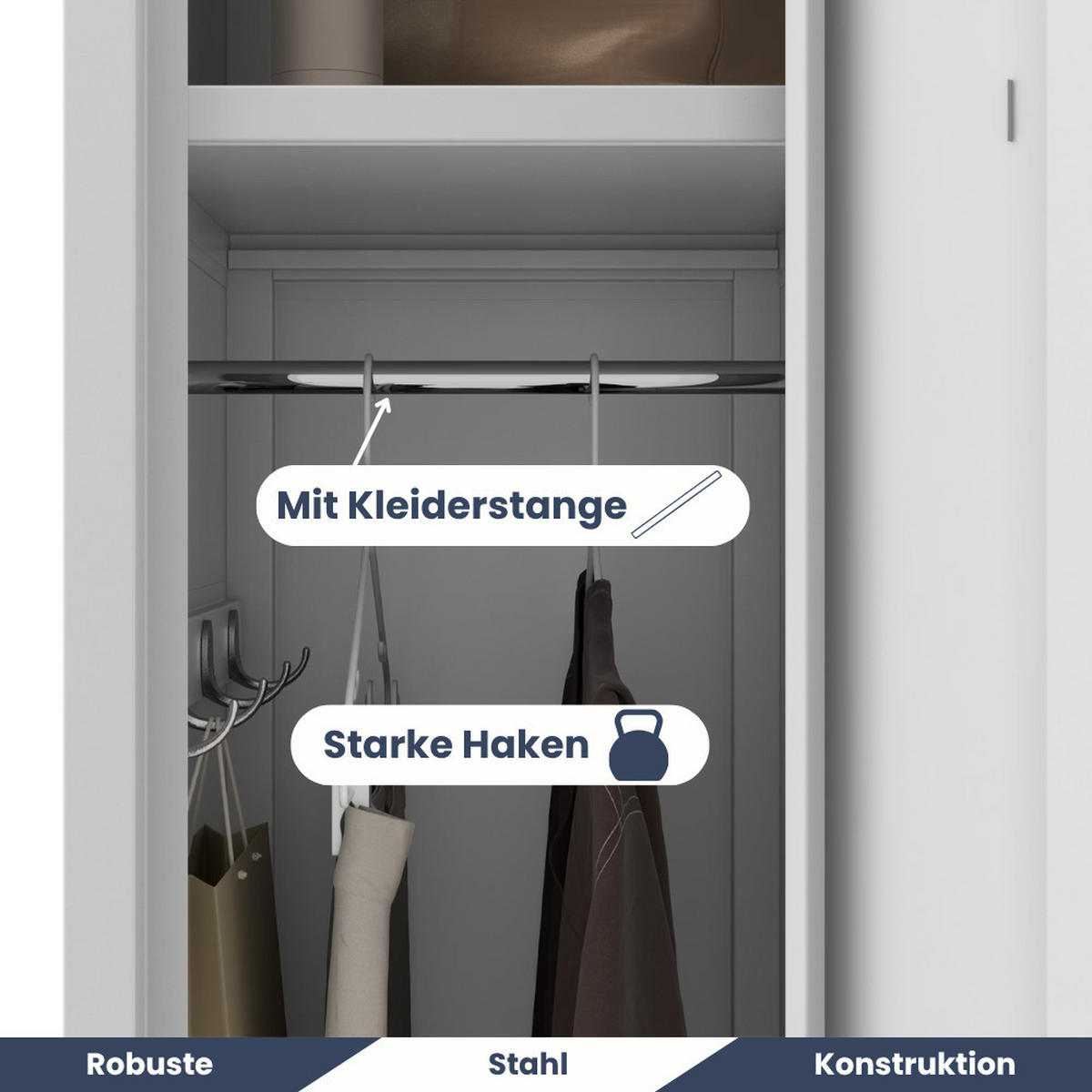 UMKLEIDESCHRANK Spind KACPER 1 Abteil 180x30x50cm Grau - Grau, Metall (30/180/50cm) - Jan Nowak