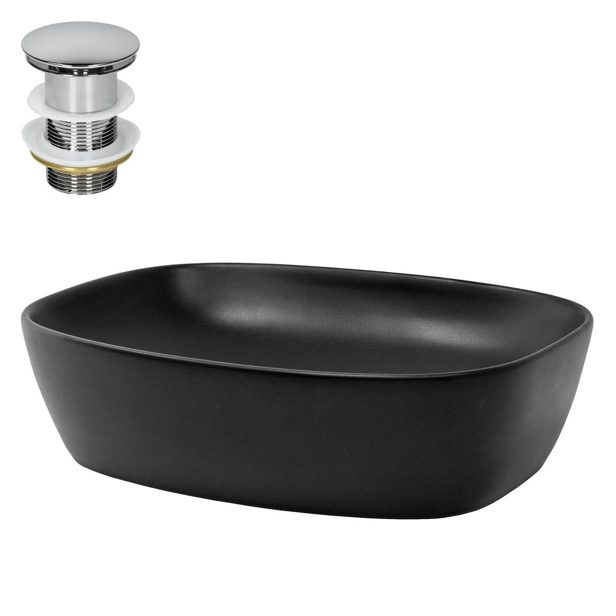 WASCHBECKEN - Schwarz, Keramik (38.5/14/50.5cm) - ML-DESIGN
