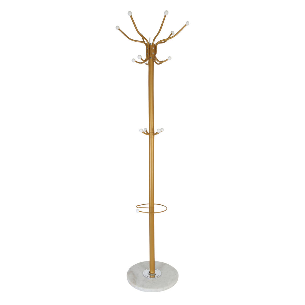 GARDEROBENSTÄNDER - Goldfarben/Weiß, Stein/Metall (36.5/176.5/36.5cm) - Relaxdays