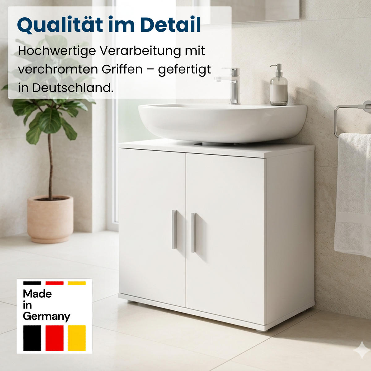 BADEZIMMERSCHRANK mit 2-Türen in Weiß - Weiß, Holzwerkstoff (70/60/34cm) - Home Collective