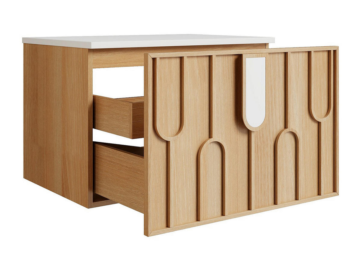 WASCHBECKENUNTERSCHRANK - 75cm x 50cm - Furnierplatte - naturfarben hell - MERKAN - Naturfarben, Holz (75/49/50cm) - Vente-Unique