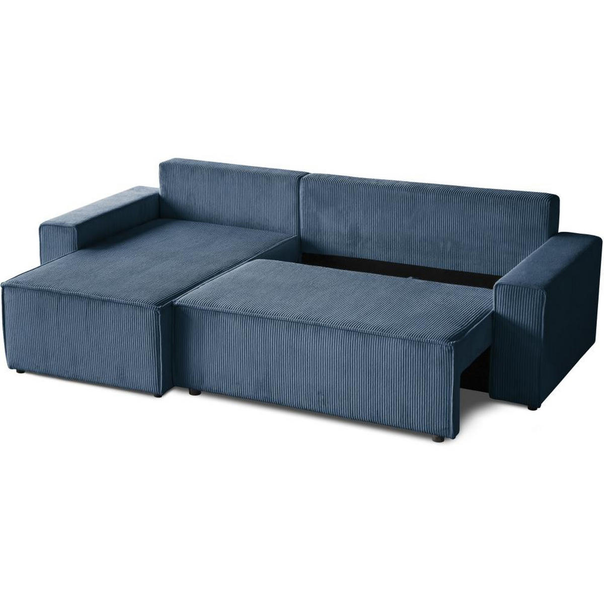 ECKSCHLAFSOFA mit Schlaffunktion Hektor dunkelblau - Schwarz/Dunkelblau, Kunststoff/Textil (277/152cm) - Beautysofa