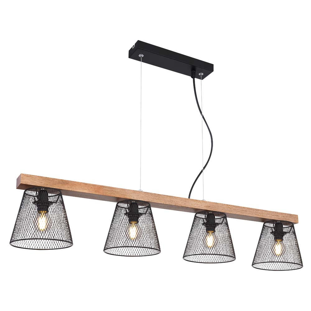 HÄNGELEUCHTE Metall Holzoptik Braun - Braun, Holz (85/15/150cm) - Globo Lighting
