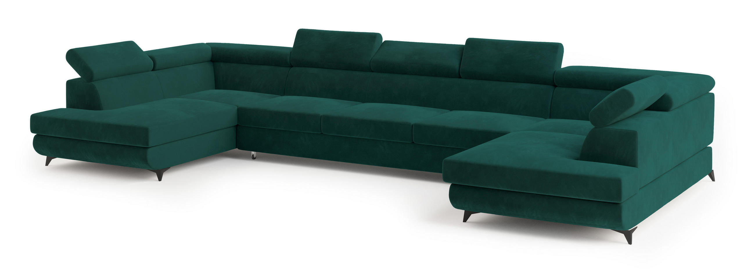 ROHOVÁ SEDAČKA URMANO zelená barva - černá/zelená barva, kov/dřevo (395/190cm) - MASSENO