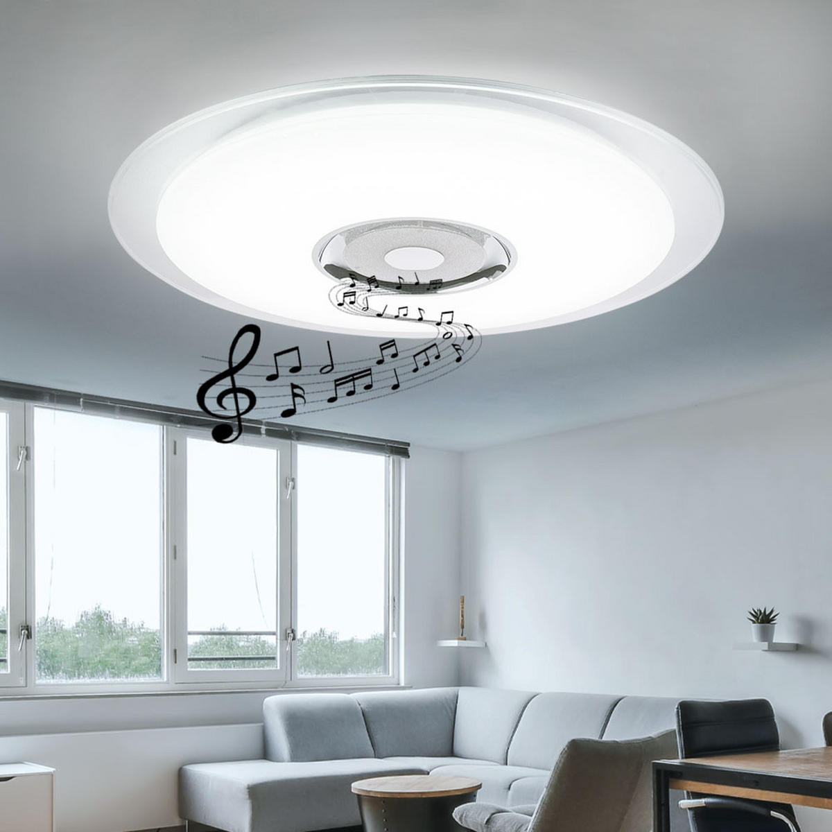 LED DECKENLEUCHTE Tune Silber Metall Acryl - Silberfarben, Metall (60/60/6.1cm) - Globo Lighting
