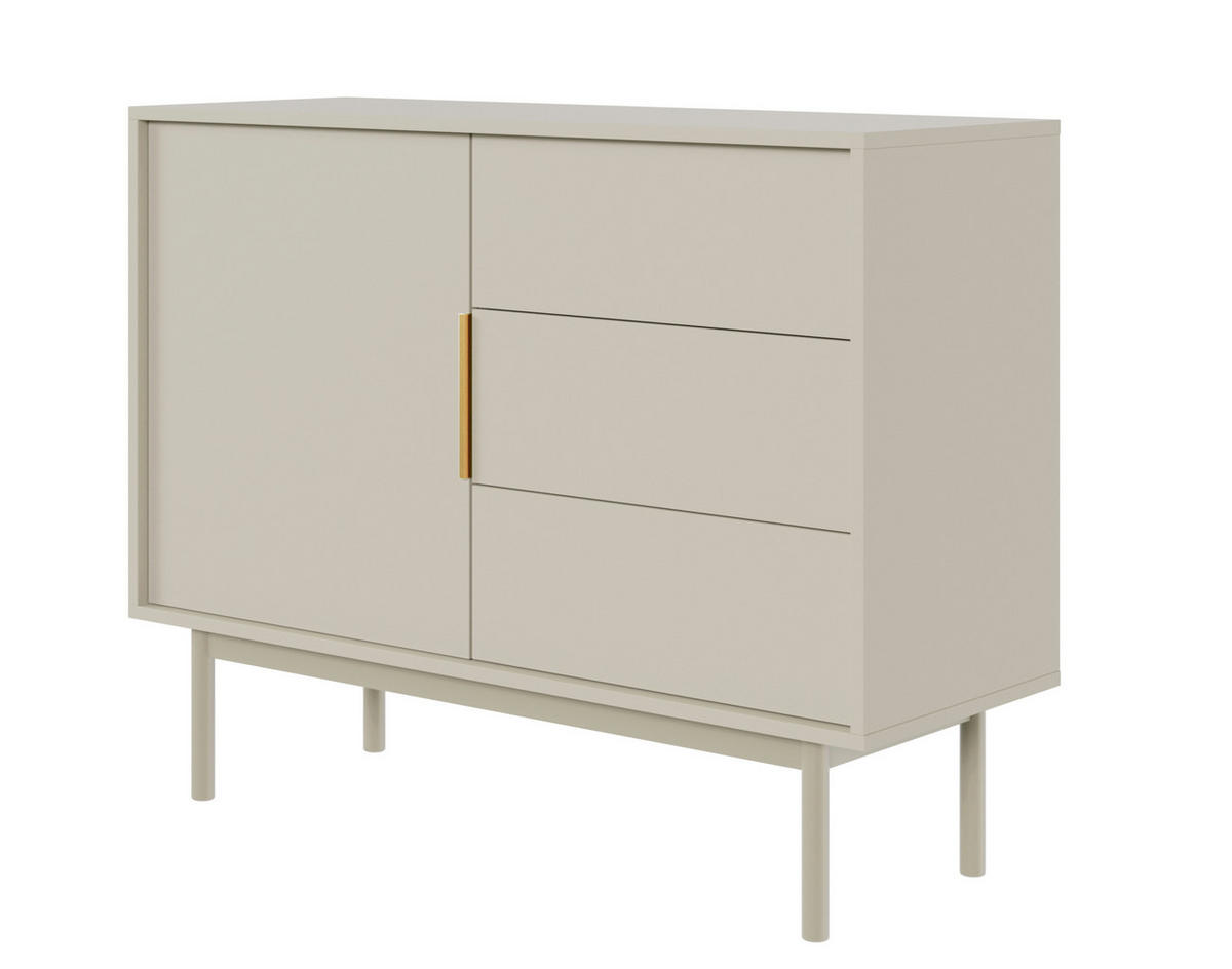 SIDEBOARD Viviaro Graubeige 104 cm - Greige/Goldfarben, Holz/Holzwerkstoff (104/82/39cm) - Selsey