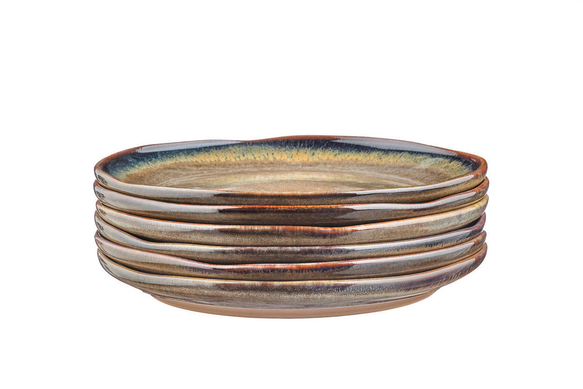 TELLER Genesis Ø27cm - 6er-Set - Basalt - Braun, Keramik (27cm) - Björn