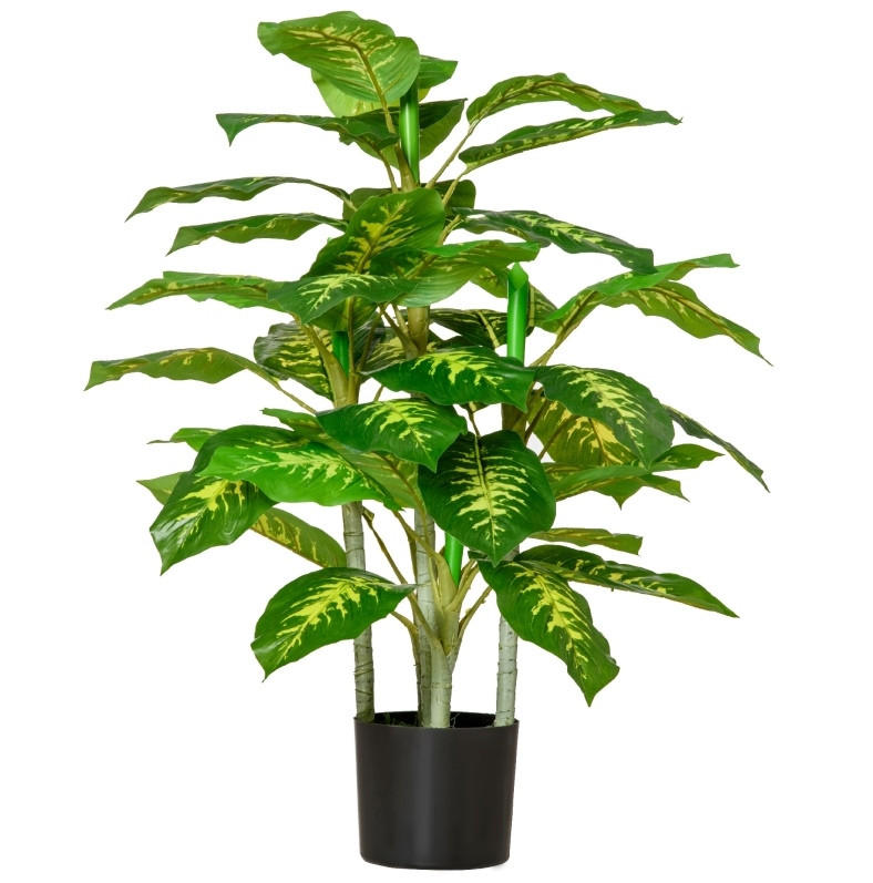 KUNSTPFLANZEN Dieffenbachie 17/17/95 cm grün aus Kunststoff mit Zementtopf - Grün, Kunststoff (95cm) - OKWISH