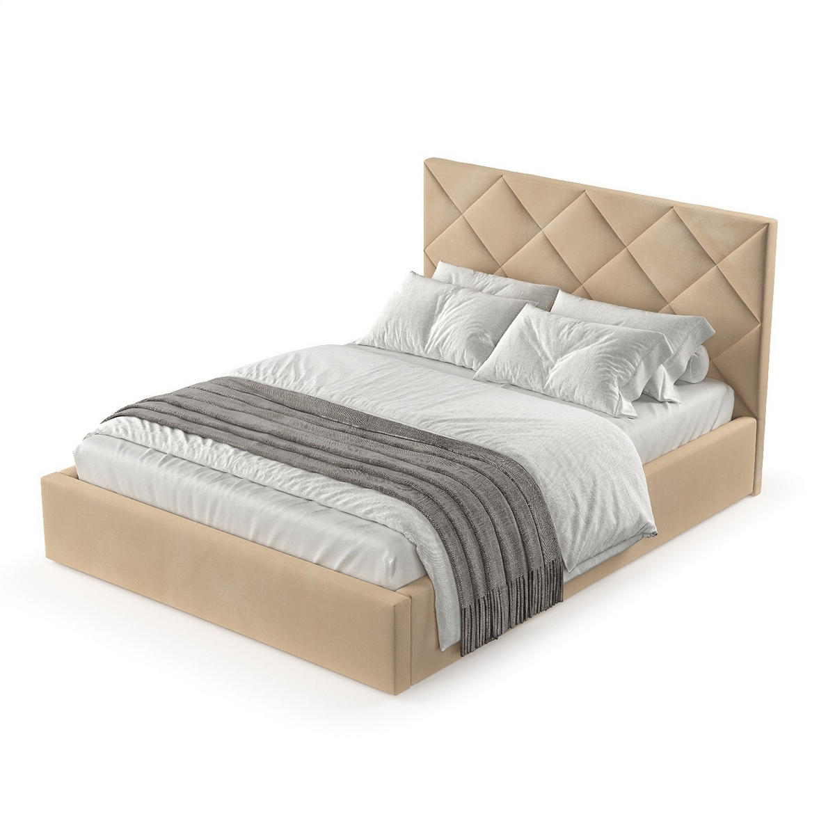 POLSTERBETT Torno 140/200 cm Beige im Kronos Stoff - Beige/Schwarz, Holz/Holzwerkstoff (140/200cm) - AltaBeds