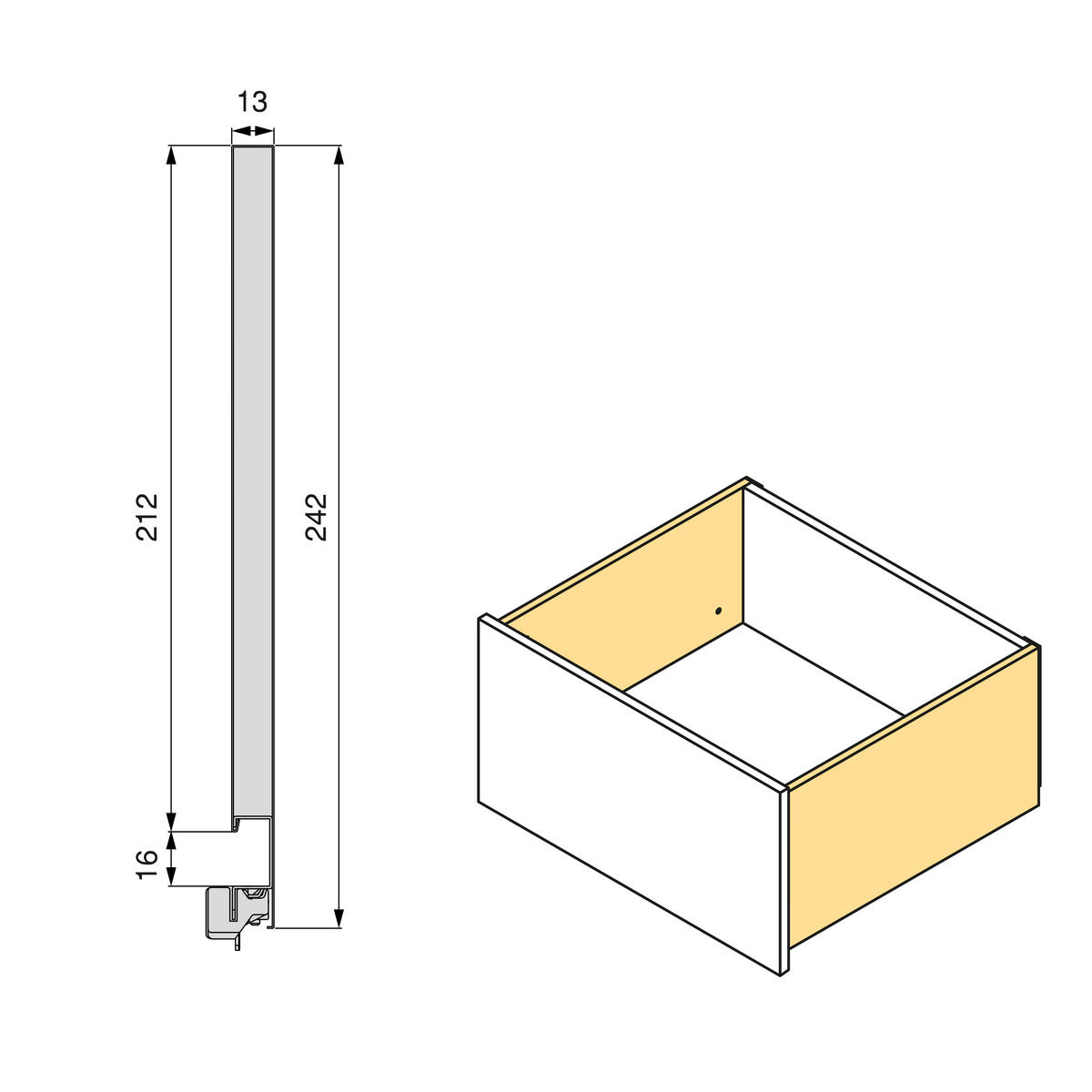 AUSSENSCHUBLADE Vertex 3D 60Kg Schublade Höhe 242mm, Tiefe 450mm, Stahl, Anthrazitgrau - Anthrazit, Metall (34/6/48cm) - EMUCA