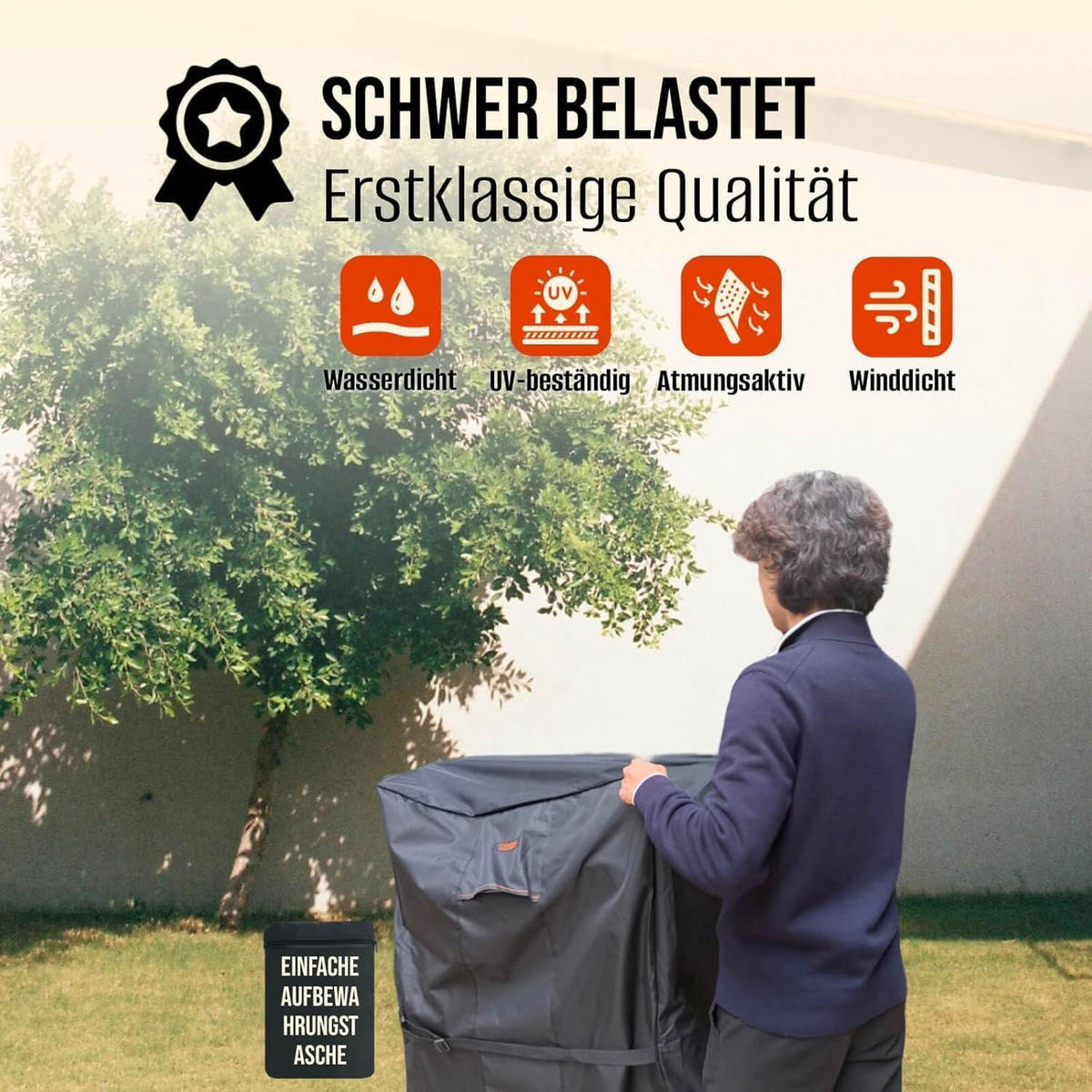 GARTENSTUHL Schutzhülle 68 x 68 x 110 cm Wasserdicht 600D Oxford-Gewebe - Schwarz, Textil (68/68/110cm)