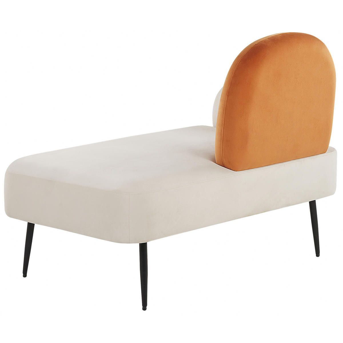 CHAISELONGUE Samtstoff weiß/orange linksseitig Arcey - Orange/Weiß, Textil (122/100/74cm) - Beliani