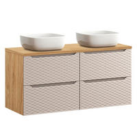DOPPELWASCHTISCH 120cm Elora Beige und Holz - Braun, Holzwerkstoff (120/59/46cm) - Petits-meubles