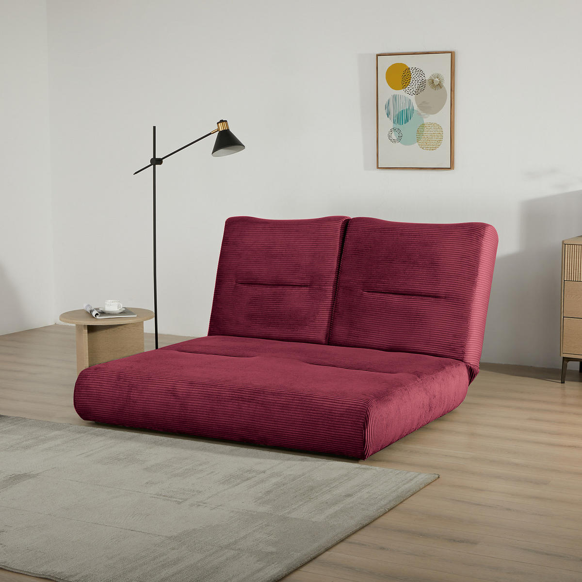 SCHLAFSOFA - Cordstoff - Beere, Textil (159/88/160cm) - home24