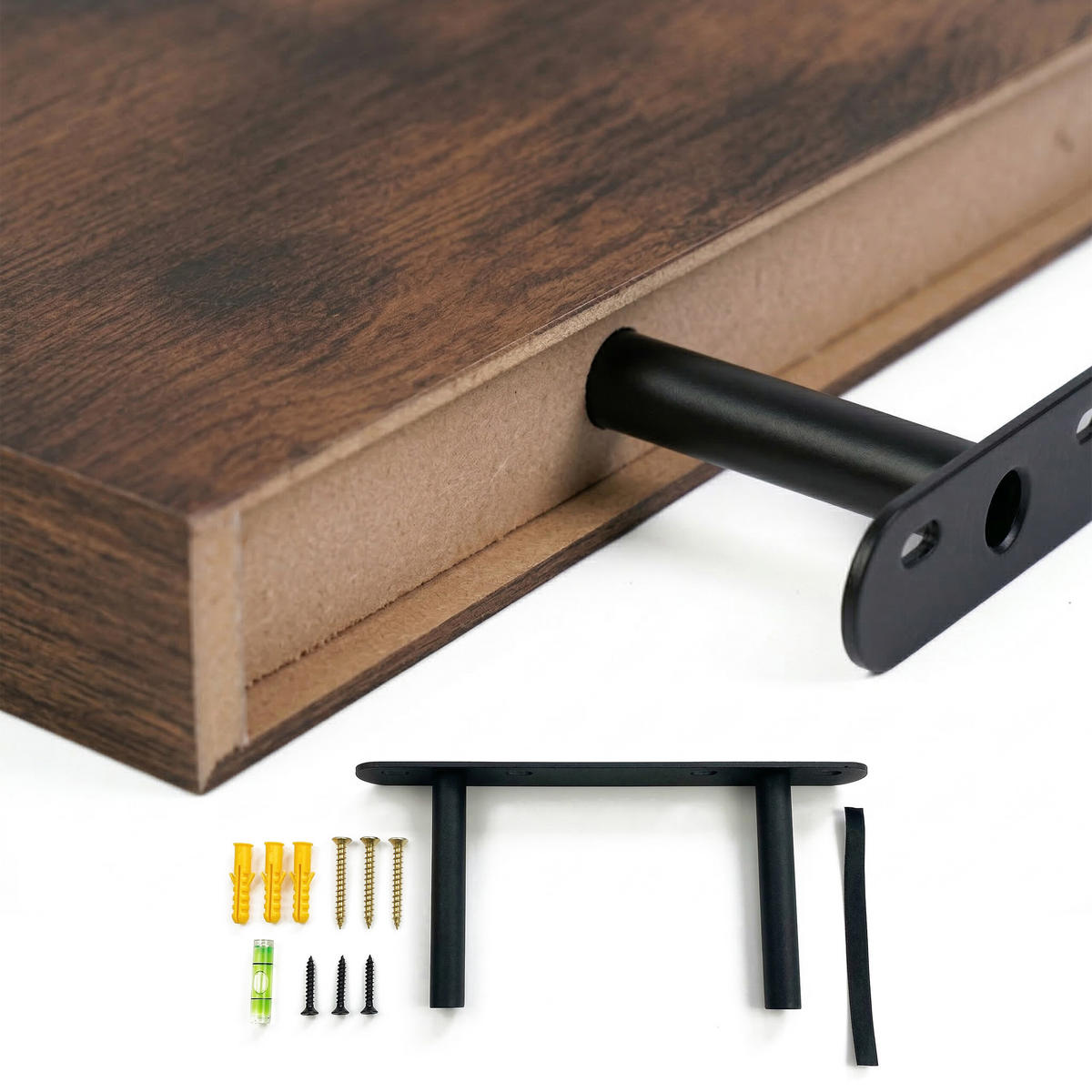 3XPOLICA - hnedá, kov/kompozitné drevo (40/4/23cm) - Relaxdays