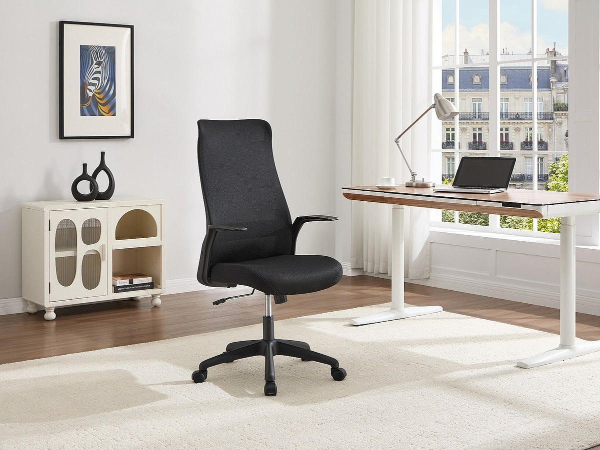 BÜROSESSEL - 59.5 x 63 - stoff - schwarz Latyra - Schwarz, Textil (59.5/118/63cm) - Vente-Unique