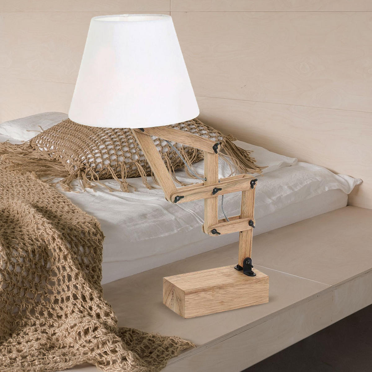 TISCHLEUCHTE Holz Braun Weiß - Braun, Holz (25/25/83cm)