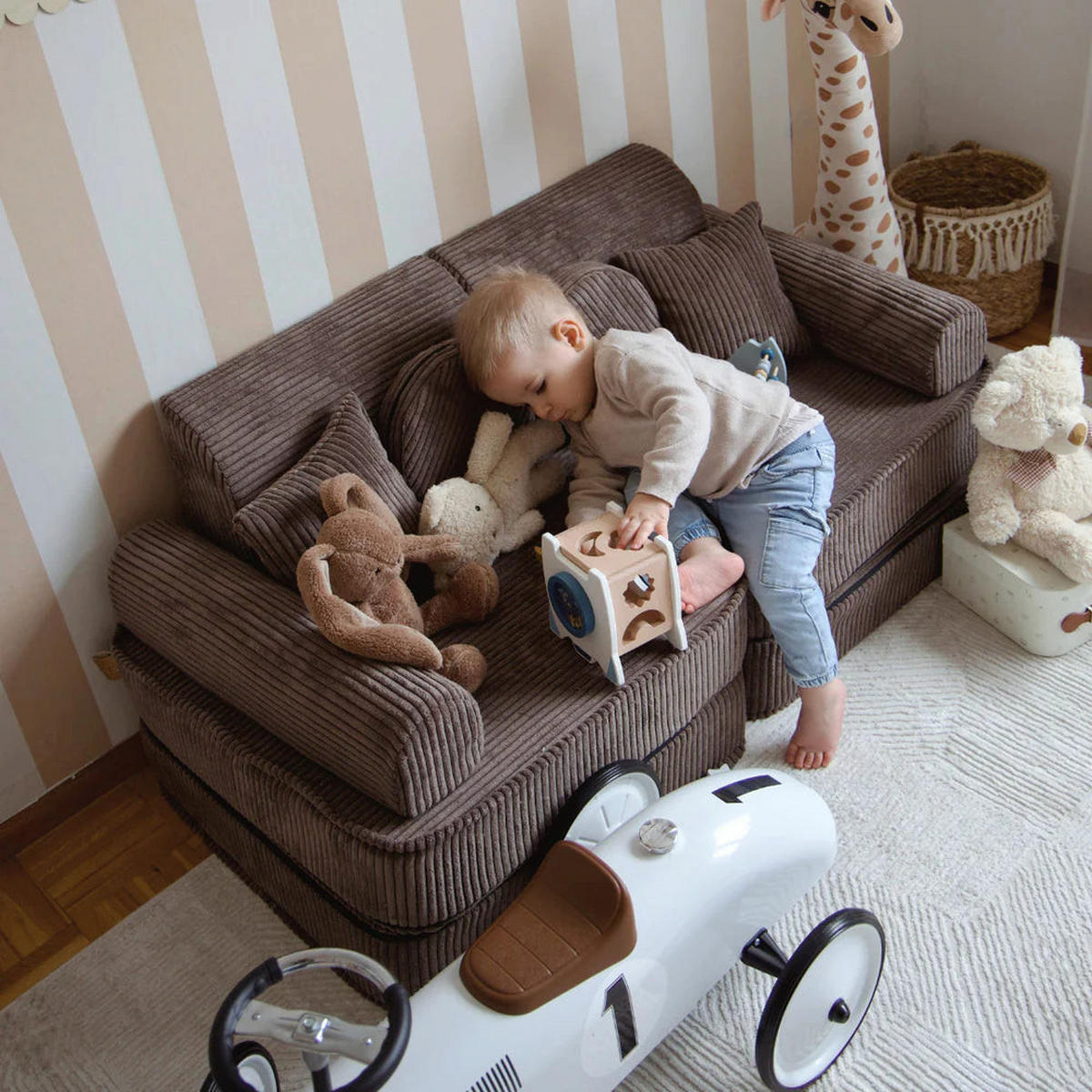 KINDERSOFA AESTHETIC 120 cm Cord Braun 10 Stk - Braun, Textil (60/12.5/120cm) - MeowBaby